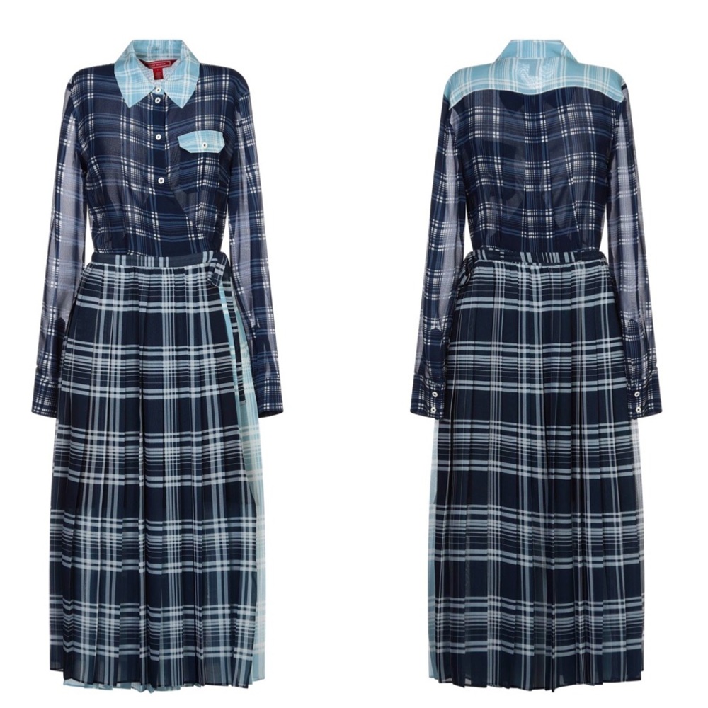Hilfiger Collection Women Blue Plaid Dress
